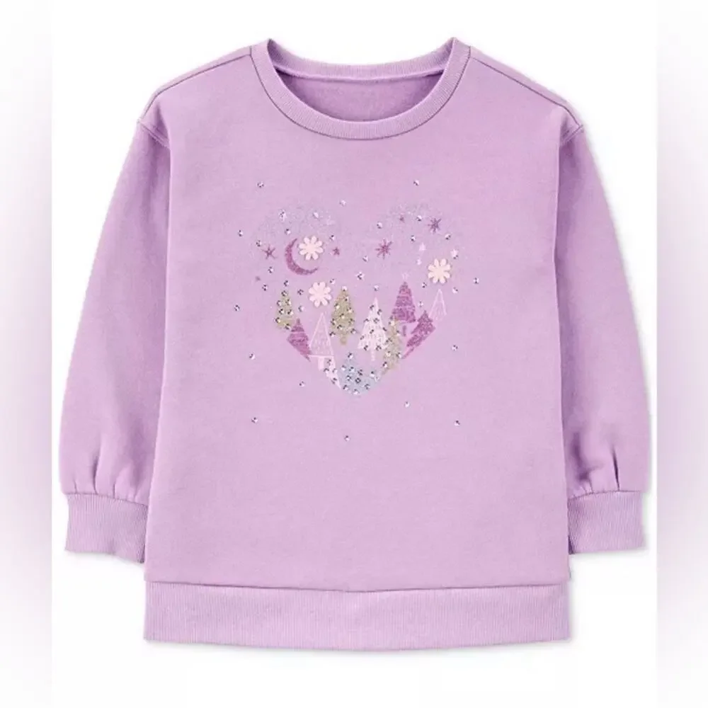 Carter's Purple Kids Heart fleece Sweatshirt size 5T